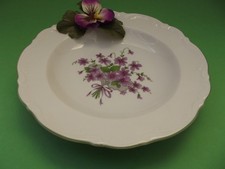 Mitterteich - Porzellan * Suppenteller, Ø 22,4 cm * Veilchen, grüner Rand