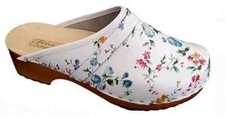 Damen Leder Holz Clogs bunte