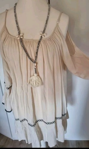 Tunika beige schwarz l - tunika, gr.