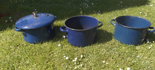 3 x Alter grosser Emaille Topf