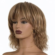 Kurze lockige braune Perücke