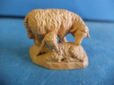 Schöne Krippenfigur, Holz geschnitzt, ANRI, KUOLD, Schaf mit Lämmchen, #16