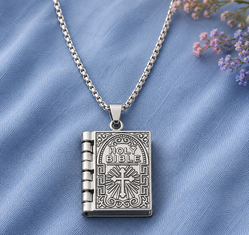 Silber bibel kreuz anhänger - silber,