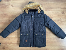 Warme Herren Winterjacke Gr. XL Steppjacke Kapuzen Jacke Teddyfutter Dunkelblau