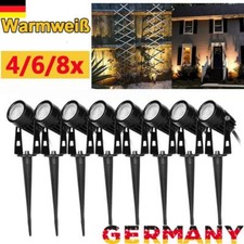 Gartenbeleuchtung 4/6/8 er Set Gartenstrahler LED Gartenleuchten Strom Erdspieß.