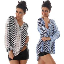 Damen Vokuhila Bluse Knöpfe