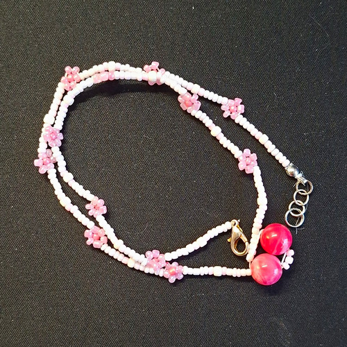 Halskette rosa weiß - halskette, rosa/weiß