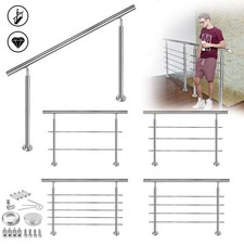 Edelstahl Geländer Treppengeländer Handlauf Treppe Brüstung mit Querstab Bausatz