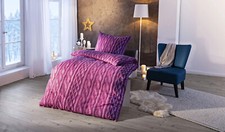 Biber Bettwäsche "Cuerda" Beere Standardgröße 155x220 cm reiner Baumwolle