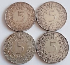 BRD 4x 5 Deutsche Mark 4x Silberadler 5 Mark 1951  D,F,G,J