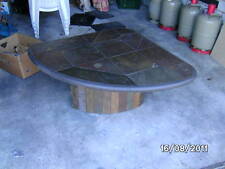 Tisch Wohnzimmertisch Buntschieferplatte mit Messing und Münzeinlage