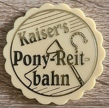  Ehrenkarte,Fahrchip,Kirmes,Kaiser's Pony-Reitbahn (Blume-Beige)