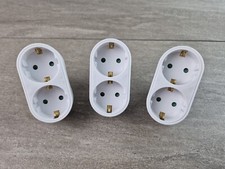 3 x Schuko Doppelstecker Mehrfachstecker 2 Fach Stecker weiß Adapterstecker