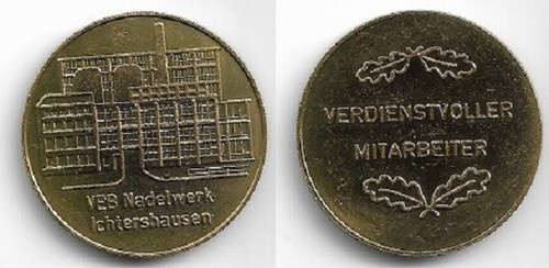 Medaille ichtershausen veb - ichtershausen,