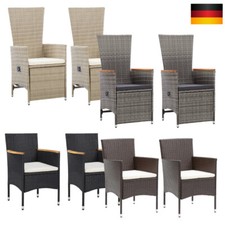 2er Set Poly Rattan Gartenstuhl ALU Gestell Stuhl Sessel mit Kissen Gartensessel