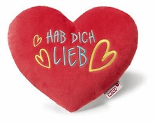 Nici 40171 Herzkissen Hab Dich lieb 25 cm Plüsch Plüschkissen Kuschelkissen Lieb