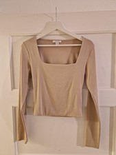 Amisu - beiges Shirt langarm - Größe L