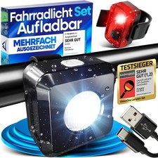 NEXTCOVER Fahrradlicht Set mit VisionOne - LED Set USB-C aufladbar & wasserdicht