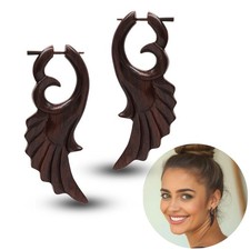 Holzohrringe Flügel Braun