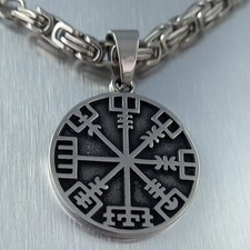 Wikingerkompass Edelstahl Anhänger Ketten Anhänger Wikinger Kompass / x846