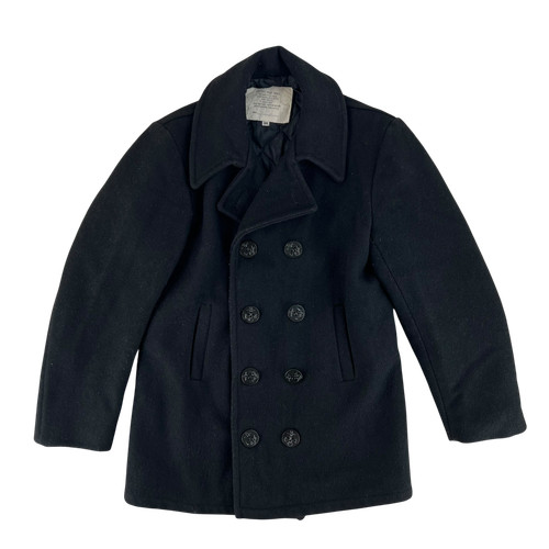 Navy peacoat schwarz wolle - us,