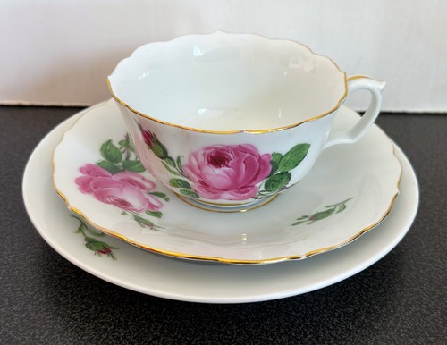 Meissen 3tlg gedeck rote rose - 3tlg,