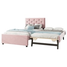 Polsterbett Jugendbett Einzelbett Bett 90x200 cm mit Ausziehbett 90x190 cm Rosa