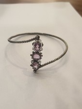 Vintage Silber Armreif mit Amethyst Armband Armkette Kette Antik