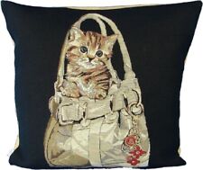 Kissen Dekokissen Katze im Rucksack Sofakissen Gobelin Motiv