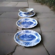 SARREGUEMINES Saucière 2 Tabletts Romantic Blau Dekoration Seengebiet Im English