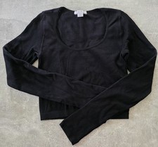 Amisu Gr.S Langarm Crop Top schwarz