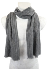 Dior Schal Damen Einheitsgröße Grau Logo Aufdruck Monogramm Fransen Säume