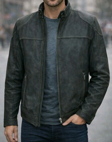 Herren lederjacke bikerjacke - herren,