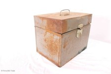 **Antike Geldkasse Blechdose Transportkiste m. Griff Schatzkästchen Metallkiste