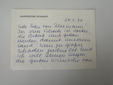 Hannelore „Loki“ Schmidt" -  Original Brief / Autogramm / Zeitdokument