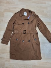 Neu Esprit Trenchcoat Jacke Parka Gr M Damen Kapuze  Braun Cognac