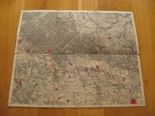 alte Landkarte um 1900 auf Leinen Nordhausen Braunlage Herzberg Ellrich Sachsa