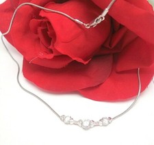 51. schönes TCHIBO Collier Halskette 3 Zirkonia Steine Schlangen Kette 925Silber