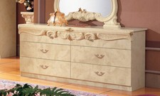 Klassische Kommode Highboard Wäschekommode Beige Hochglanz Italienisch Stilmöbel