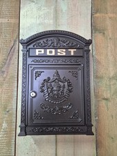 Briefkasten Wandbriefkasten braun rustikal Antik Stil Alu 45cm Postkasten