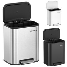 SONGMICS Mülleimer Küche 20 Liter Abfalleimer mit Deckel Tretmülleimer Stahl