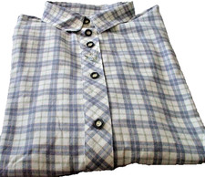 Flanellbluse-langarm in Weiss / kariert- Gr. 46