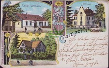 164105 AK Campern Kr.Trebnitz Litho 1904 Thiel's Gasthaus Gärtnerei Schloss Post