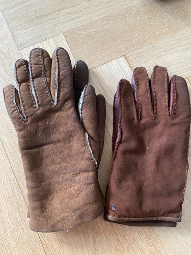 Paar braune lederhandschuhe - paar,