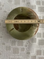 Vintage Onyx Aschenbecher Naturstein, Olivgrün, Braun, Massiv