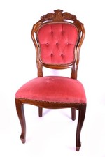 Polsterstuhl Stühle Eiche Holz H 104 cm Samtstoff Rosa Chippendale Barockstil