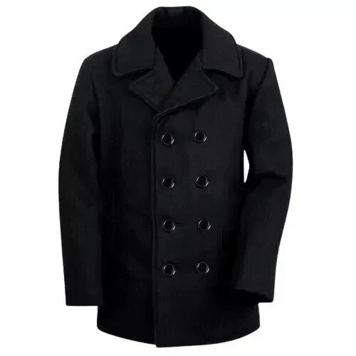 Herren navy black pea coat - herren,