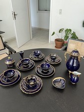 Vintage Lindner Porzellan Kaffeeservice | Echt Kobalt Blau Gold  |  Küps Bavaria