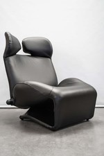 Cassina Wink Sessel, Original,  Leder Grau/Antrazith Grobes Glattleder Neuwertig
