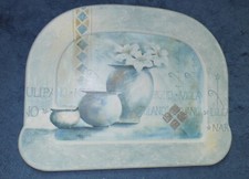 Kunstdruck v. Claudia Ancilotti Toscana Stilleben bemalter Rahmen blau weiß quer